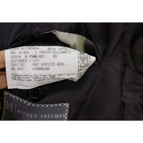 Hickey Freeman Gray Windowpane Plaid Super 130's Wool Loro Piana Suit 42R - Picture 9 of 11